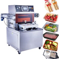 Mesin Pengemas Makanan Siap Saji dengan Tray Aluminium Foil, Penyegel Tray MAP, dan Printer