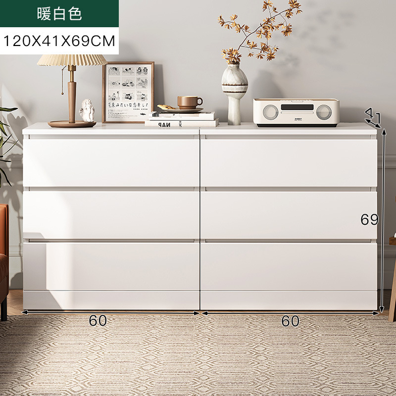 [Ensemble Combiné] 120 cm Blanc Chaud - Six Tiroirs