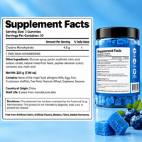 Permen Creatine Monohydrate 4500MG Per Sajian, Energi Pra-Latihan, Vegan, Bebas Gula, Bentuk Kustom, Logo OEM ODM, HALAL