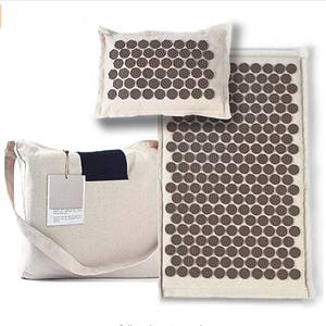 Set bantal dan matras akupresur karet alam, alas kaki akupunktur dan Set bantal Linen - Product Image 1