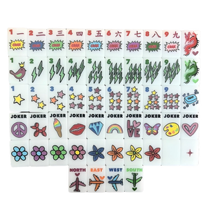 Ensembles de Mahjong de Luxe à Motifs Floraux, Oiseaux et Avions, 160 Pièces, Tuiles de Mahjong Américaines en Acrylique Thème Pop Culture pour le Divertissement - Product Image 1