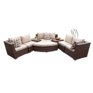 Juego de Sofás Ecológicos de 6 Plazas, Muebles Modernos de Ratán para Jardín, Sofá de <span class=keywords><strong>Exterior</strong></span> en Gris Marrón para Patio Trasero de Villa - Product Image 1