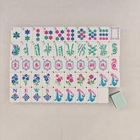Nouveau jeu de table personnalisé, tuiles de mahjong américaines en acrylique gravées bleues, ensemble portable à quatre couches pour 4 joueurs, divertissement