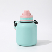 Bouteille d'eau en acier inoxydable 500ml 750ml 1000ml à large ouverture, sans BPA, à double paroi isolée sous vide, pour l'extérieur, avec mousqueton