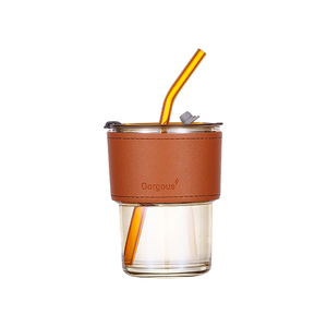 Bicchiere in Vetro a Doppia Parete con Coperchio e Cannuccia, Marca Xiwei, Regalo Unisex per Ufficio e <span class=keywords><strong>Casa</strong></span> - Product Image 3