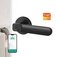 Serrure de poignée de porte intelligente à empreinte digitale One Touch Tuya Ble Cloud anti-regard indiscret en bois, métal et aluminium de grade B pour chambre à coucher