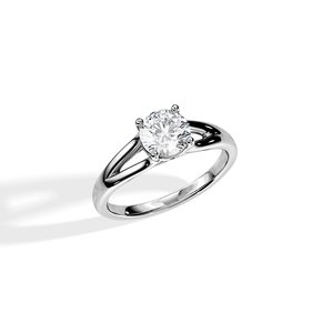 แหวนหมั้นเพชรเม็ดเดี่ยวทรงกลมสีขาวทอง18kt อมตะ - Product Image 4