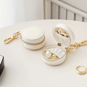 EQ Trendy Daily Carry Lightweight <b>Round</b> Zipper Closure Mini Jewelry Storage Keychain <b>Gift</b> <b>Box</b> - Product Image 3