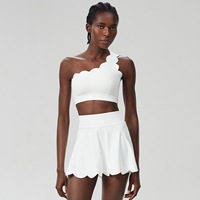 Vêtements de sport pour femmes, jupe de tennis à volants à une épaule, ensembles de vêtements de sport