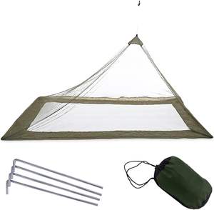 Mosquitera para exteriores, mosquitera para cama <span class=keywords><strong>de</strong></span> camping, mosquitera verde con bolsa <span class=keywords><strong>de</strong></span> almacenamiento, 4 estacas para el suelo, tienda <span class=keywords><strong>de</strong></span> campaña individual. - Product Image 1
