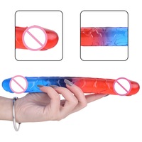 Meilleures ventes, nouveaux styles, énormes godemichés médicaux en TPE à double tête, de haute qualité, réalistes, pour femmes.