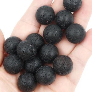 Pierre précieuse de guérison naturelle lave volcanique noire perles de pierre ronde pierre artisanat boule sphère pour la décoration intérieure - Product Image 1