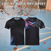 Maillot de tennis de table et badminton Loki Wholesale R6 personnalisé avec nom d'équipe, en stock, séchage rapide, respirant, été, manches courtes, unisexe, pour la gym