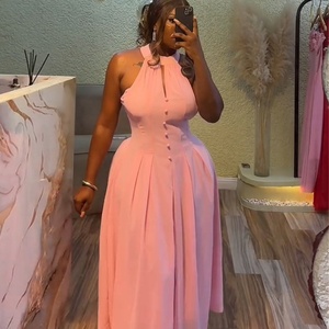 Nouvelle Robe Mi-Longue Élégante en Mousseline Rose pour Femme, Style Européen et Américain, Décontractée, Amincissante à la Taille, Lavable – Collection Été 2025 - Product Image 5