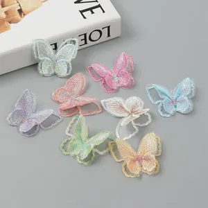 Lace embroidery 3d butterfly flower bouquet packaging decoration cloth patch florist wrap butterfly