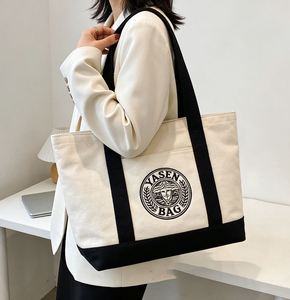 Reusable Eco-Friendly Grocery Shopping Canvas Tote <b>Bag</b> with Zipper Closure and External Pocket for Daily Use & Travel - Product Image 1