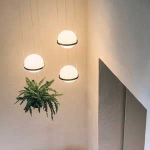Minimalisti scher kugelförmiger Kronleuchter mit eisernem Acryl lampen schirm simulierte Pflanzen dekoration für Wohnzimmer Esszimmer Schlafzimmer Hotel - Product Image 3