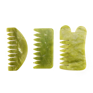 Pente de <span class=keywords><strong>guasha</strong></span> natural massageador de pedra jade, real, natural, para cabeça, couro cabeludo - Product Image 5