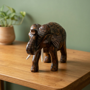 Figura de Elefante Tallada a Mano en Madera de Primera Calidad, Escultura Decorativa Zen Asiática para Mesa, Regalo para Sala de Estar, India - Product Image 1