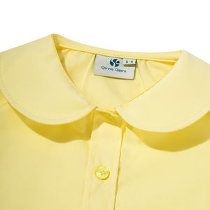 Camisas escolares con cuello <span class=keywords><strong>Peter</strong></span> Pan para niñas, uniformes escolares, Camisa lisa amarilla de manga corta de verano - Product Image 2