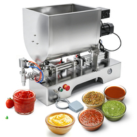 Machine de remplissage pneumatique horizontale pour sauces visqueuses avec trémie de mélange de 50 L pour le remplissage de bouteilles de pâtes multi-saveurs