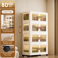 Armoire de rangement pliable à 4 niveaux avec roulettes, armoire domestique pour vêtements, organisation de la maison