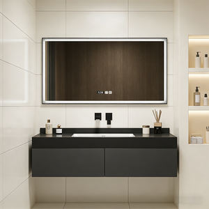 <span class=keywords><strong>Meuble</strong></span>-lavabo mural flottant multi-niveaux en bois pour salle de bain à usage domestique avec miroir en promotion - Product Image 1