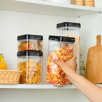 Ensemble de bocaux de rangement hermétiques carrés en plastique pour cuisine, avec couvercle dateur et poignée rabattable