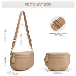 Bolso cruzado impermeable de cuero genuino de primera calidad con bloqueo RFID Bolso bandolera para mujer y correa ajustable desmontable - Product Image 3