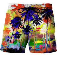 Shorts de bain pour hommes en maille extensible respirante de grande taille avec logo personnalisé, taille élastique, spandex/polyester