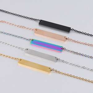 Collar de Barra de Acero Inoxidable de 35 mm, Personalizado, Altamente Pulido, con Logotipo Grabado, Chapado en Oro, Horizontal, Moderno, para Mujer - Product Image 5