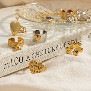 Heart-Shaped Stainless Steel <b>Open</b> <b>Ring</b> For Women Gift Jewelry Fashion <b>Rings</b> Gold Silver Tone - Product Image 4