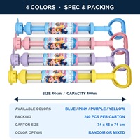 Canon à eau rotatif en forme de feu d'artifice, pistolet à eau télescopique extractible 400 ml 46 cm, jouet de plage et de piscine en plastique, vente en gros OEM ODM