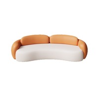 Canapé d'angle compact moderne et courbé orange pour salons, zones de réception, salons de beauté, magasins de vêtements, en suède anti-griffures