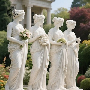 Decoración de Jardín BLVE, Estatua de Diosa Griega Tallada a Mano de Tamaño Real, Escultura de Dama de las Cuatro Estaciones en Mármol Blanco - Product Image 1