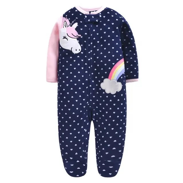 Mono de manga larga con forro polar grueso para niño y niña, pelele para bebé, pijama de invierno con estampado de animales destacados