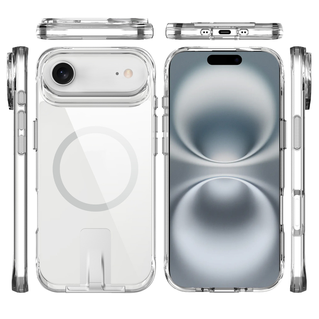 New Invisible Kickstand PC TPU Material Magnetic Charging Anti Scratch Clear Phone Protective Case for iPhone 17 Air