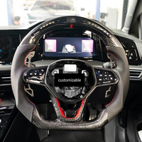 Volant en fibre de carbone pour Volkswagen Golf MK6 MK7 MK7.5 GTI R Line, Alcantara suède, surpiqûres rouges, palettes de changement de vitesse magnétiques