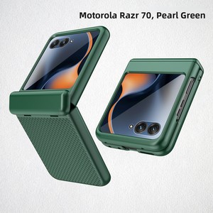Huanmin's new <b>spring</b> <b>hinge</b> square pattern folding phone case, compatible with Motorola Razr 70, for cross-border sales - Product Image 6