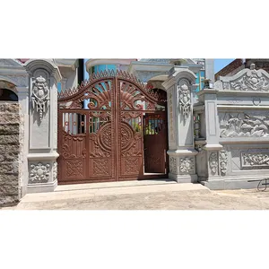 プロのカスタマイズされたスタイルの金属メインゲートグリルカラー高品質の家のメインゲートデザイン装飾的なアルミニウムゲート