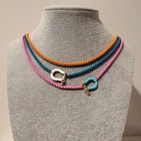 Collier ras-du-cou coloré en émail avec fermoir fer à cheval pour femme, plaqué or 18 carats, chaîne maille forçat, bijou Dopamine, cadeau