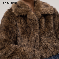 Nouveau design, manteau long chic à revers en fausse fourrure, veste luxueuse en peluche, vêtement d'extérieur doux et chaud pour l'hiver, vente en gros personnalisée de haute qualité