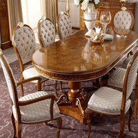 Table à manger en bois massif de style européen, vintage, créative, multifonctionnelle, avec chaises, ensemble de table à manger 8 places