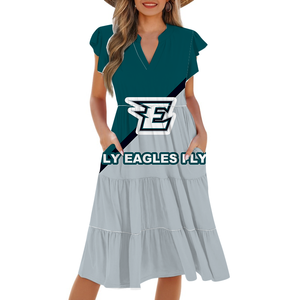 <span class=keywords><strong>Vestido</strong></span> MIDI transpirable personalizado para mujer Diseño de 32 equipos de fútbol con logotipo de impresión digital frontal Características Cintura natural - Product Image 5