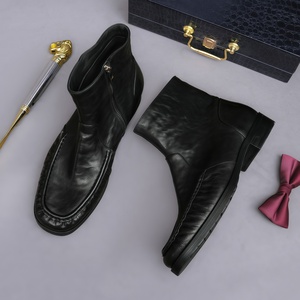 Nuevos Botines de Piel de Caballo con Pliegues Estilo Británico para <span class=keywords><strong>Hombre</strong></span>; <span class=keywords><strong>Botas</strong></span> de Trabajo Casuales de Cuero Suave, Versátiles, de Cuero Genuino - Product Image 4