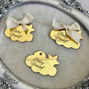 Étiquette personnalisée en forme de nuage, gravée au laser, en acrylique, pour décoration de baby shower, cadeaux personnalisés sur le thème des nuages, carte pour la fête des mères, Noël - Product Image 3