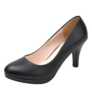 Zapatos <span class=keywords><strong>de</strong></span> Trabajo <span class=keywords><strong>de</strong></span> Piel Suave para Mujer, Sin Cordones, Tacones Altos Finos, Antideslizantes, Impermeables, Diseño Ligero para Azafatas, para Vestir Formal - Product Image 1