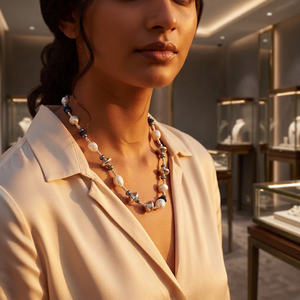 Collier en argent avec pierre bleue et perle pour cadeau femme - Product Image 3