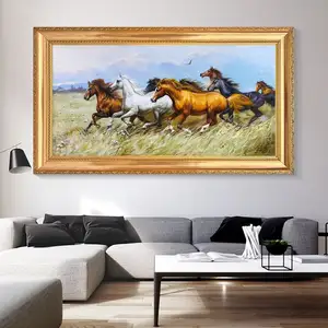 Sıcak satış koşu at ev sanat hayvan resimleri duvar dekor tuval Poster üzerinde 100% el boyalı boyama oturma odası için