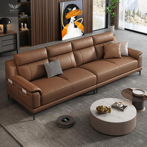 <span class=keywords><strong>Canapé</strong></span> <span class=keywords><strong>droit</strong></span> en <span class=keywords><strong>cuir</strong></span> véritable Première couche en <span class=keywords><strong>cuir</strong></span> de vachette Moderne Simple Salon <span class=keywords><strong>Droit</strong></span> Une ligne <span class=keywords><strong>Canapé</strong></span> italien minimaliste en fer - Product Image 2